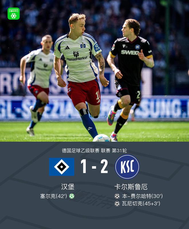 漢堡三連敗，瓦尼切克建功，費爾哈特破門，卡爾斯魯厄勝。